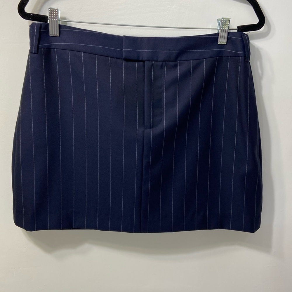 SUISTUDIO,WOMEN,DARK BLUE PIN STRIP SHORT SKIRT.